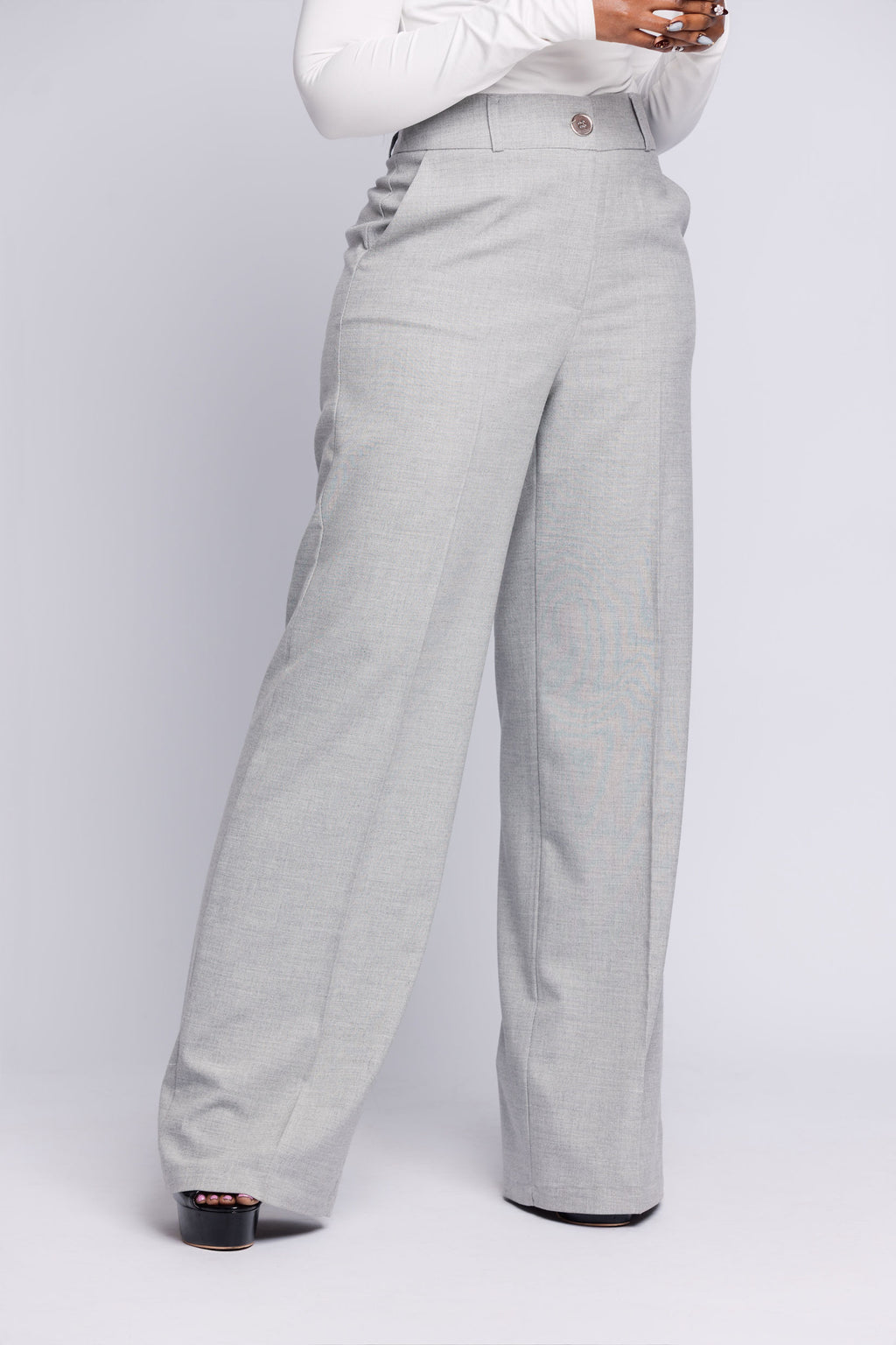 Light Grey Tailored Palazzo Trousers