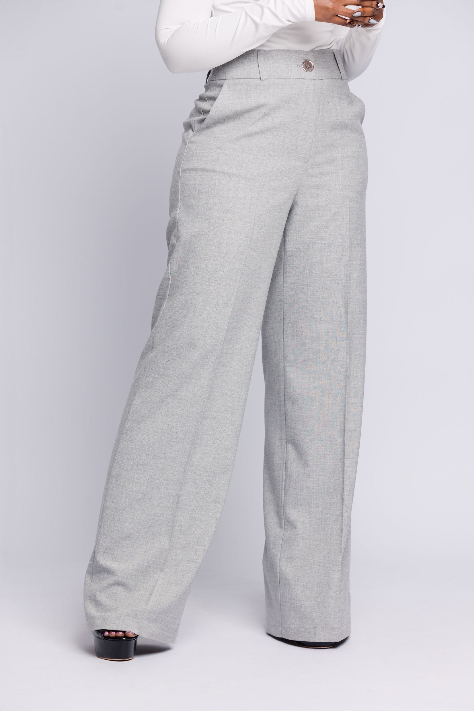 Light Grey Tailored Palazzo Trousers