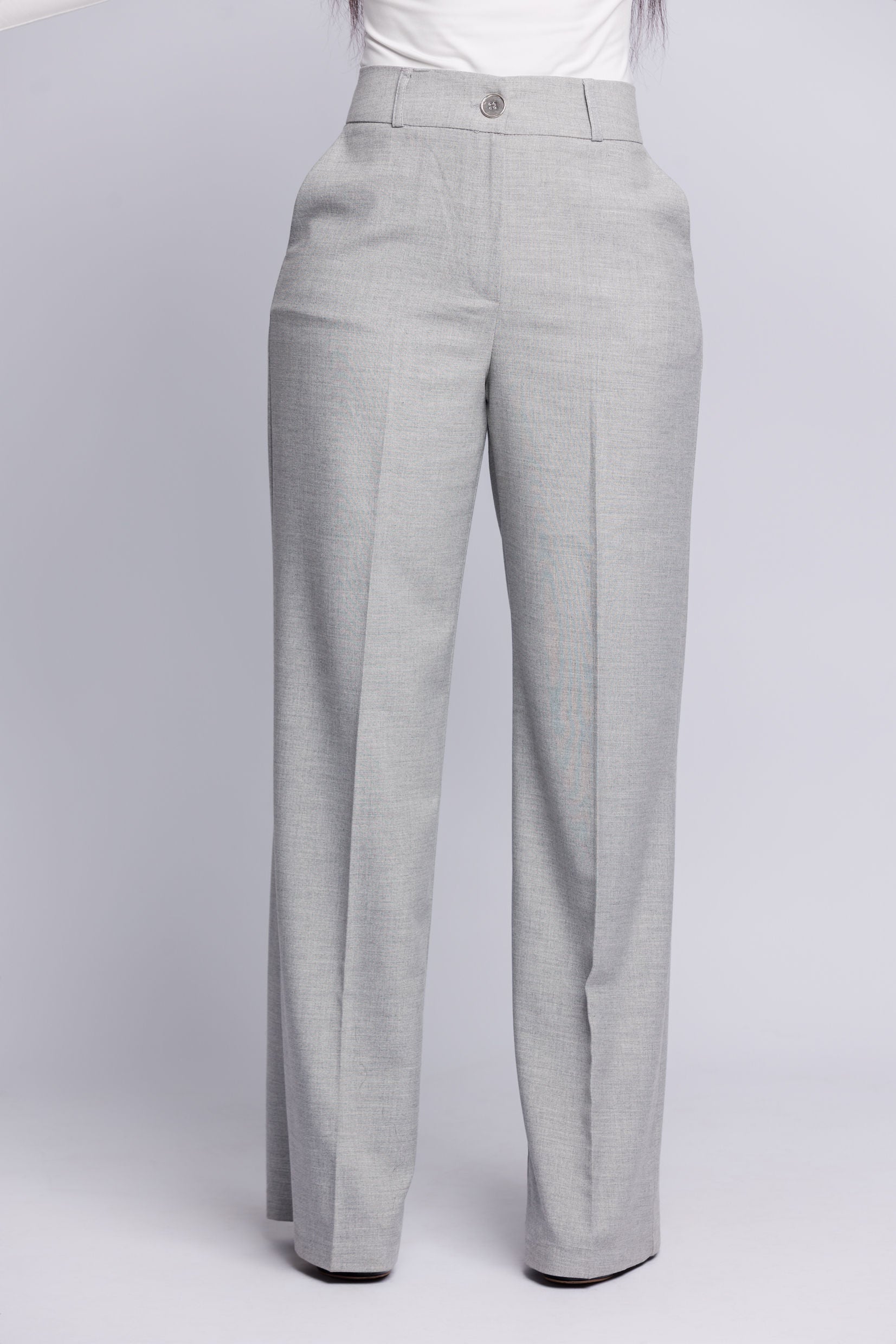 Light Grey Tailored Palazzo Trousers
